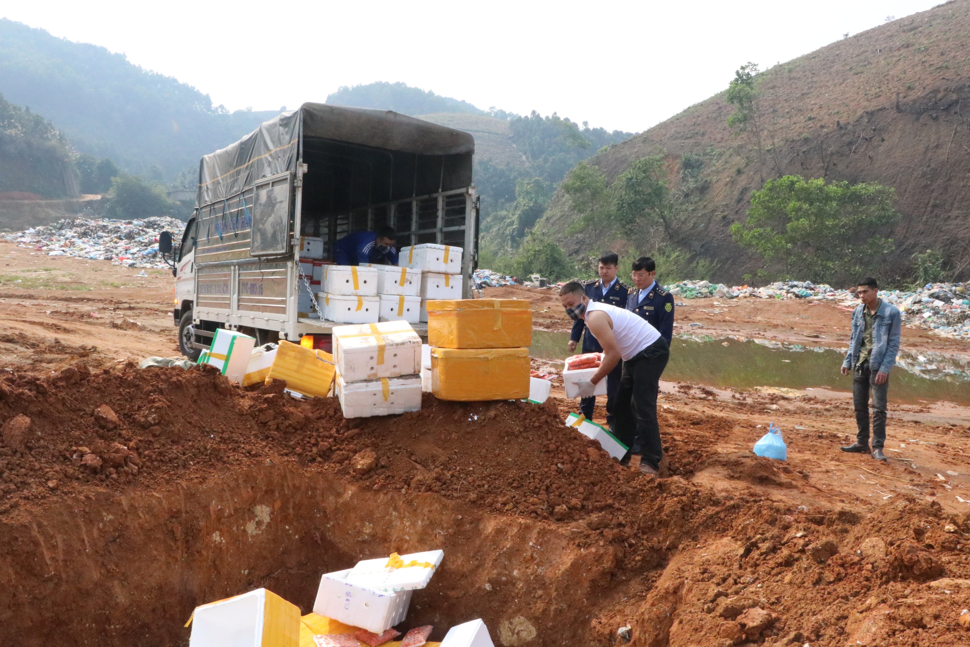 Tiêu hủy hơn 7 tấn thực phẩm đông lạnh không rõ nguồn gốc xuất xứ