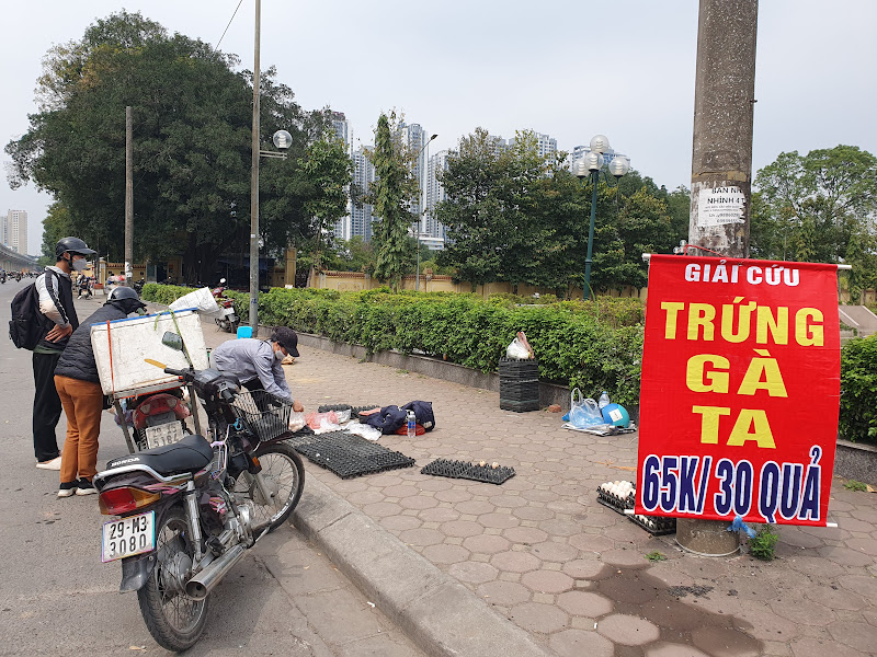 Trứng gà bán giá giải cứu tràn ngập trên vỉa hè Hà Nội