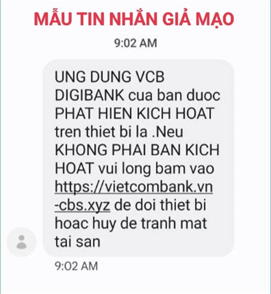 Vietcombank tiếp tục cảnh báo lừa đảo giả mạo tin nhắn ngân hàng