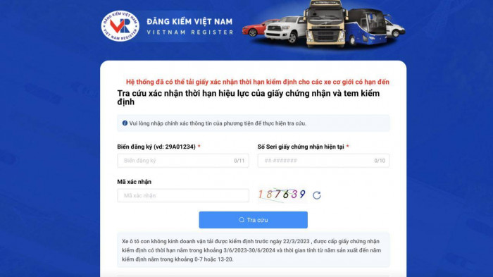 Hệ thống tra cứu gia hạn kiểm định xe ô tô đã hết tắc nghẽn