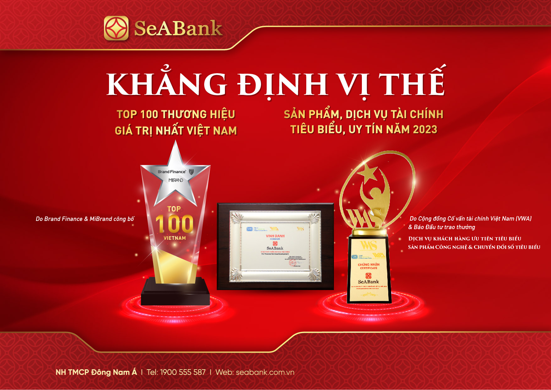 SeABank được vinh danh 2 sản phẩm dịch vụ, tài chính tiêu biểu và top 100  thương hiệu giá trị nhất Việt Nam