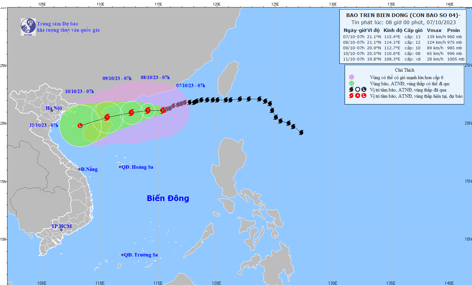 Bão số 4 Koinu tiếp tục mạnh lên khi vào Biển Đông