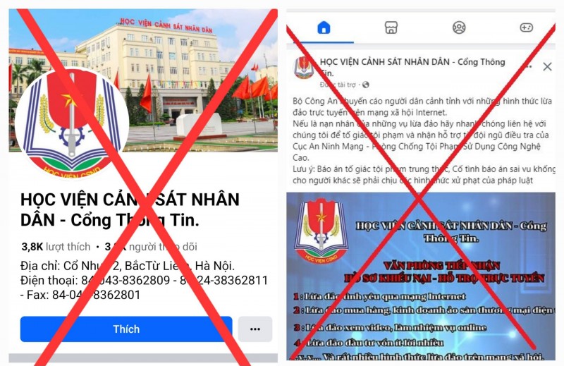 Vạch trần thủ đoạn lừa đảo lập Facebook giả mạo Học viện Cảnh sát nhân dân