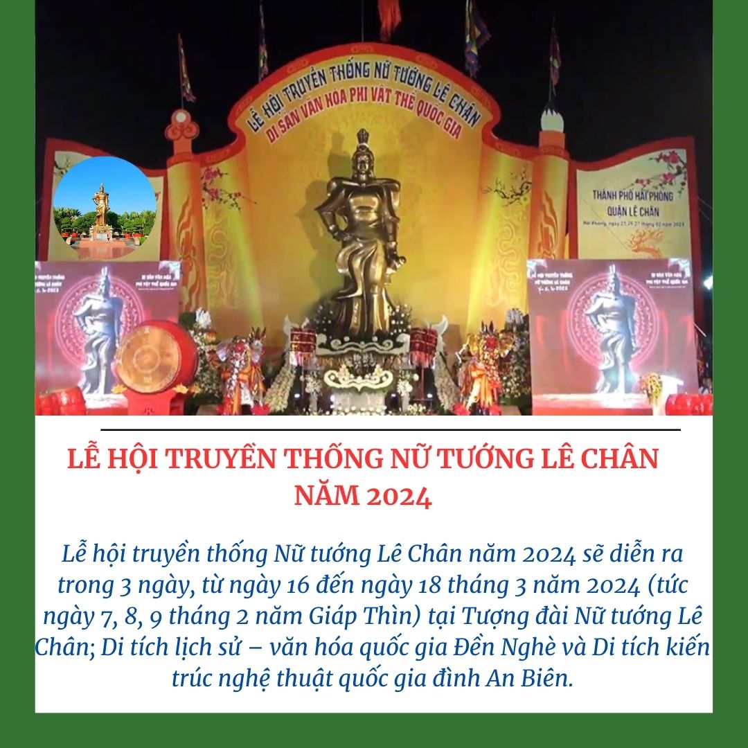 Lễ hội truyền thống Nữ tướng Lê Chân năm 2024 sẽ khai mạc vào lúc 20h ngày 173