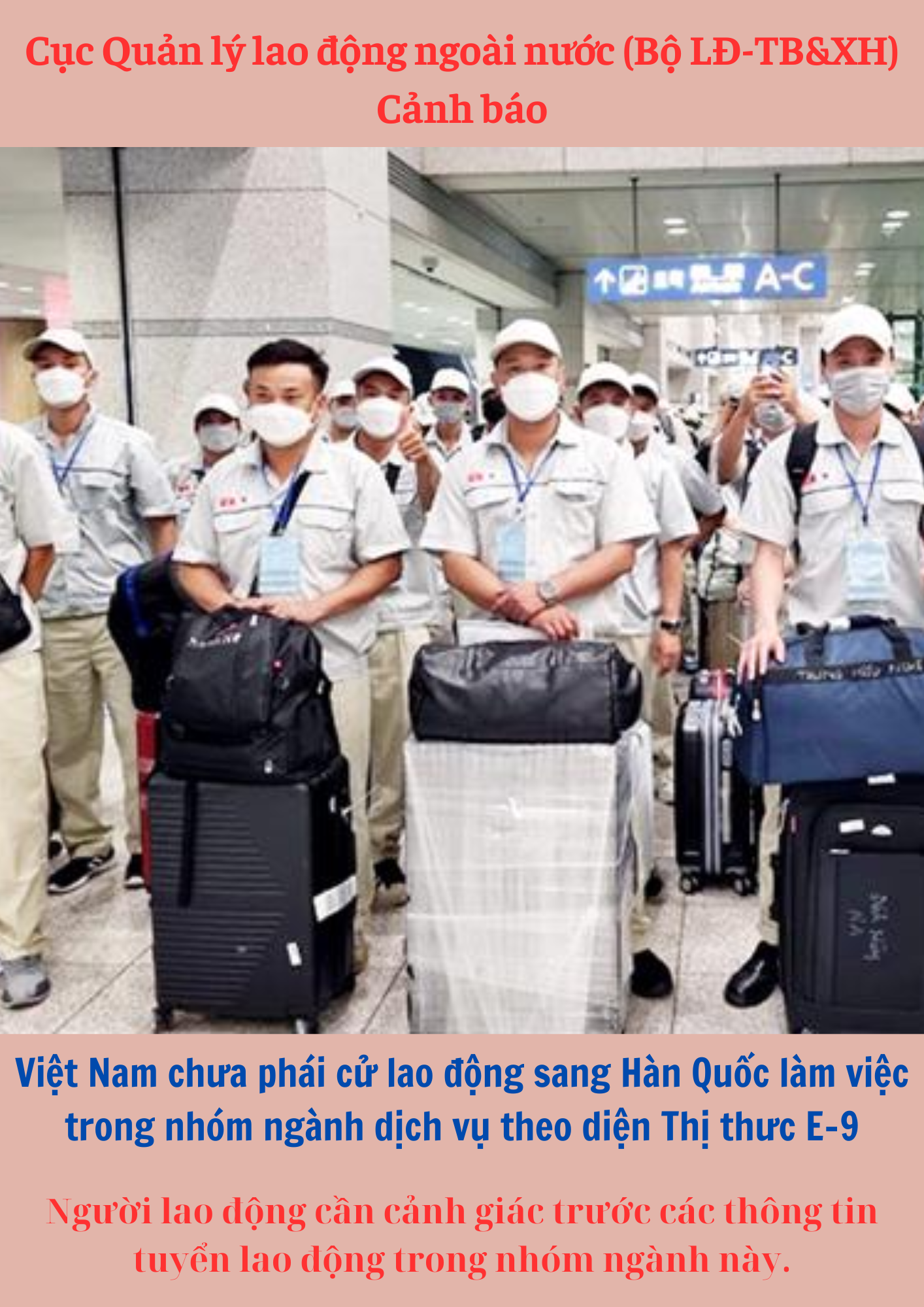 Cảnh giác với mời chào tuyển lao động tại Hàn Quốc nhóm ngành dịch vụ diện Thị thực E9