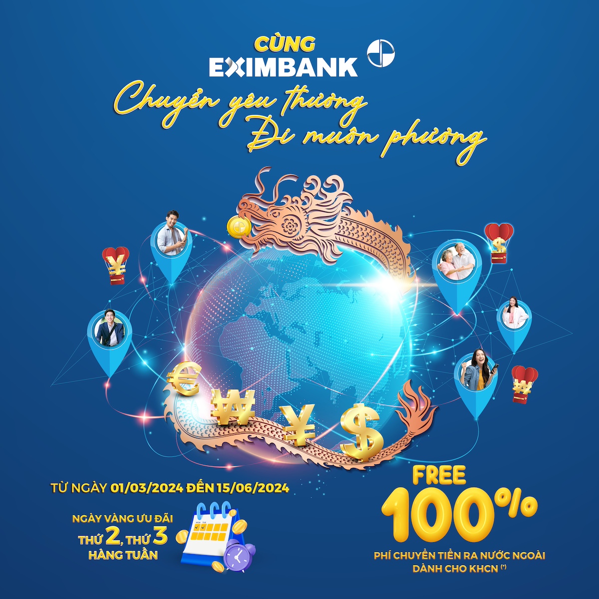 Eximbank tung chương trình ưu đãi chuyển tiền lớn nhất cho khách hàng cá nhân