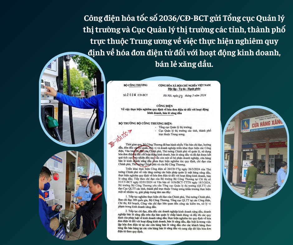 Công điện hỏa tốc yêu cầu thực hiện nghiêm quy định hóa đơn điện tử đối với hoạt động kinh doanh, bán lẻ xăng dầu