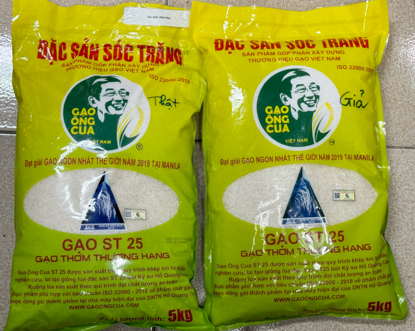 Loạt cơ sở kinh doanh gạo có dấu hiệu giả mạo thương hiệu Gạo Ông Cua