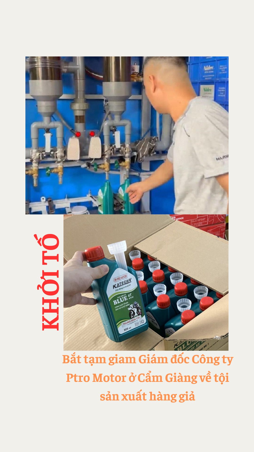 Bắt tạm giam Giám đốc Công ty Ptro Motor về tội sản xuất hàng giả