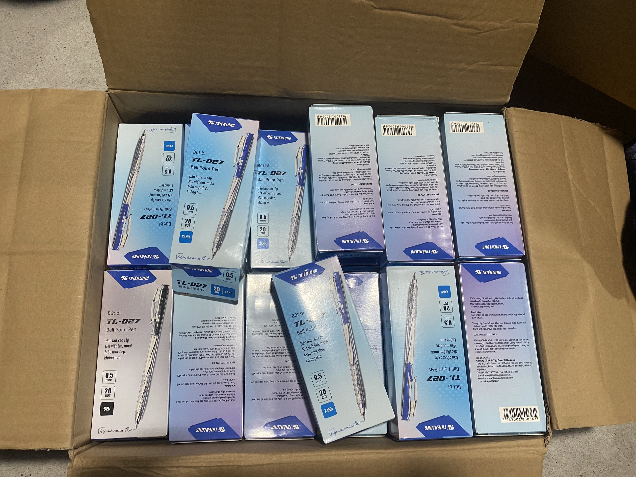 Bút bi giả mạo nhãn hiệu Thiên Long rao bán trên sàn thương mại điện tử Shopee