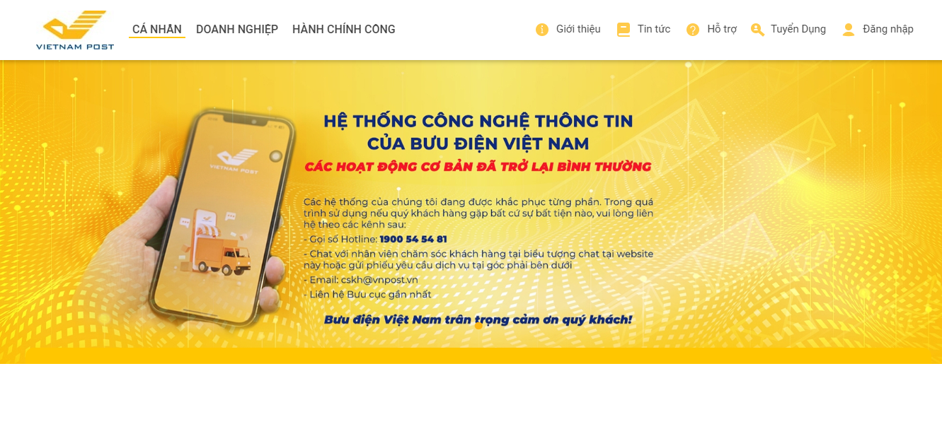 Hệ thống công nghệ thông tin của Tổng Công ty Bưu điện Việt Nam đã hoạt động trở lại sau sự cố