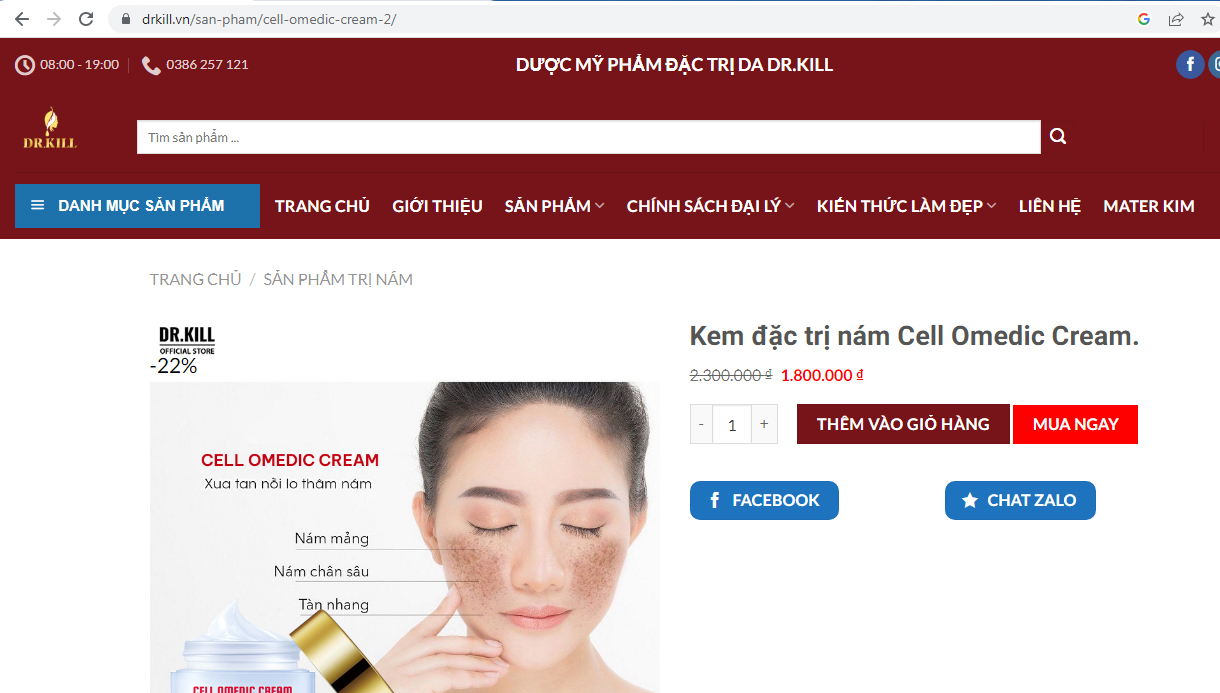 Tự ‘vẽ’ công dụng mỹ phẩm như thuốc, Mỹ phẩm Dr.kill cố tình lừa dối người tiêu dùng