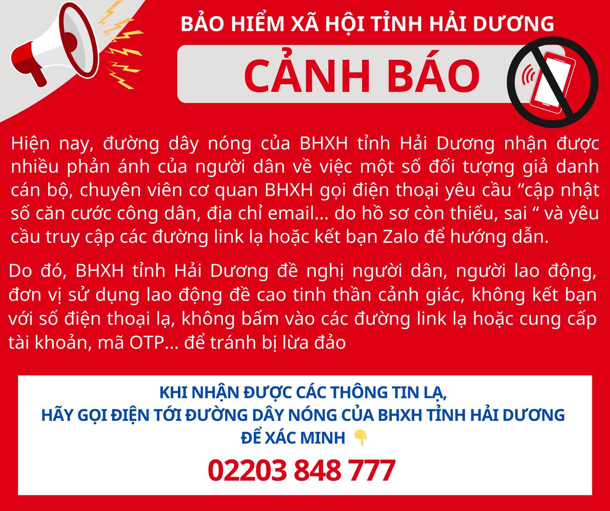 Hải Dương Cảnh báo mạo danh nhân viên Bảo hiểm xã hội tỉnh lừa đảo