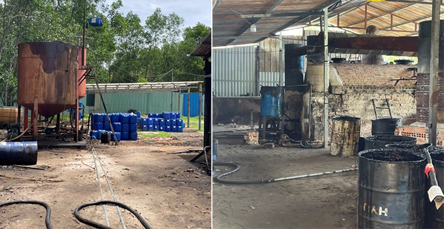 Bình Thuận Phát hiện 28.000 lít nhớt tái chế nguy hại tại một cơ sở tái chế phế liệu