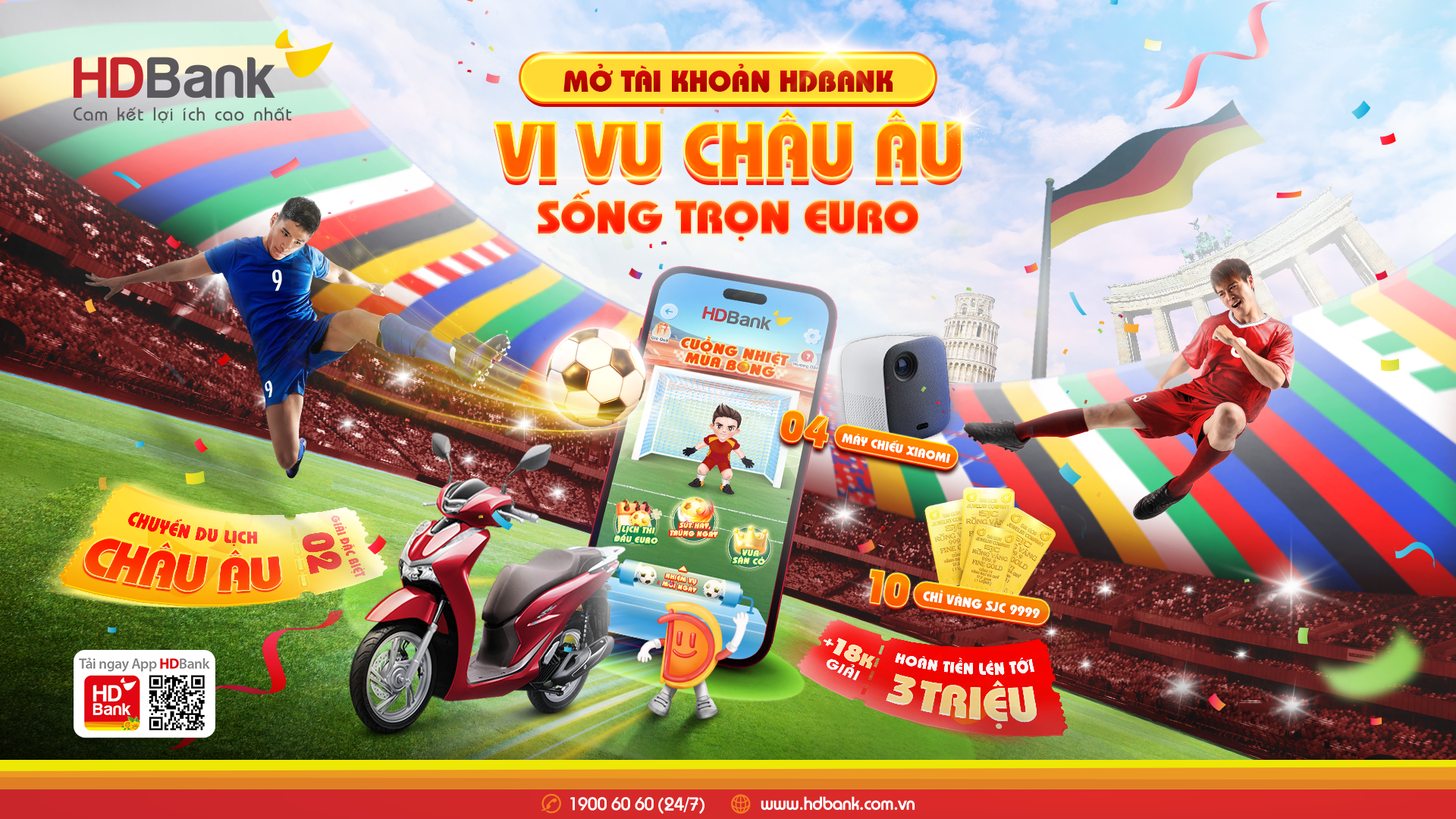 Thử tài phá lưới trên app HDBank, nắm cơ hội đến châu Âu sống trọn mùa Euro 2024