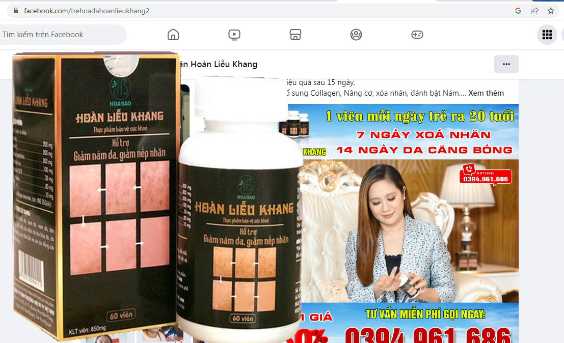 TPBVSK Hoàn Liễu Khang mượn danh người nổi tiếng để quảng cáo, mập mờ công dụng