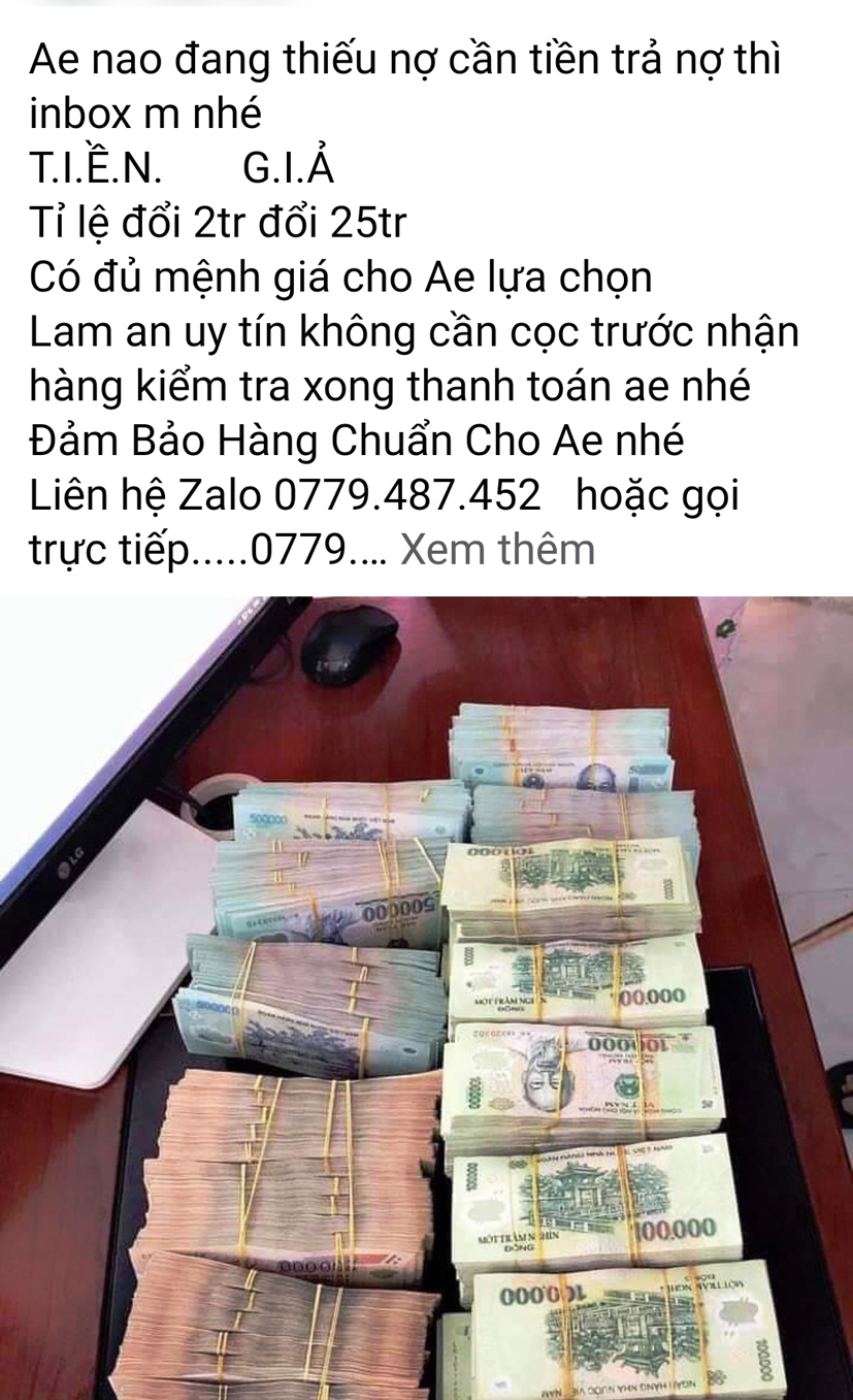 Chợ tiền giả online Hiểm họa tiềm tàng trong thế giới số