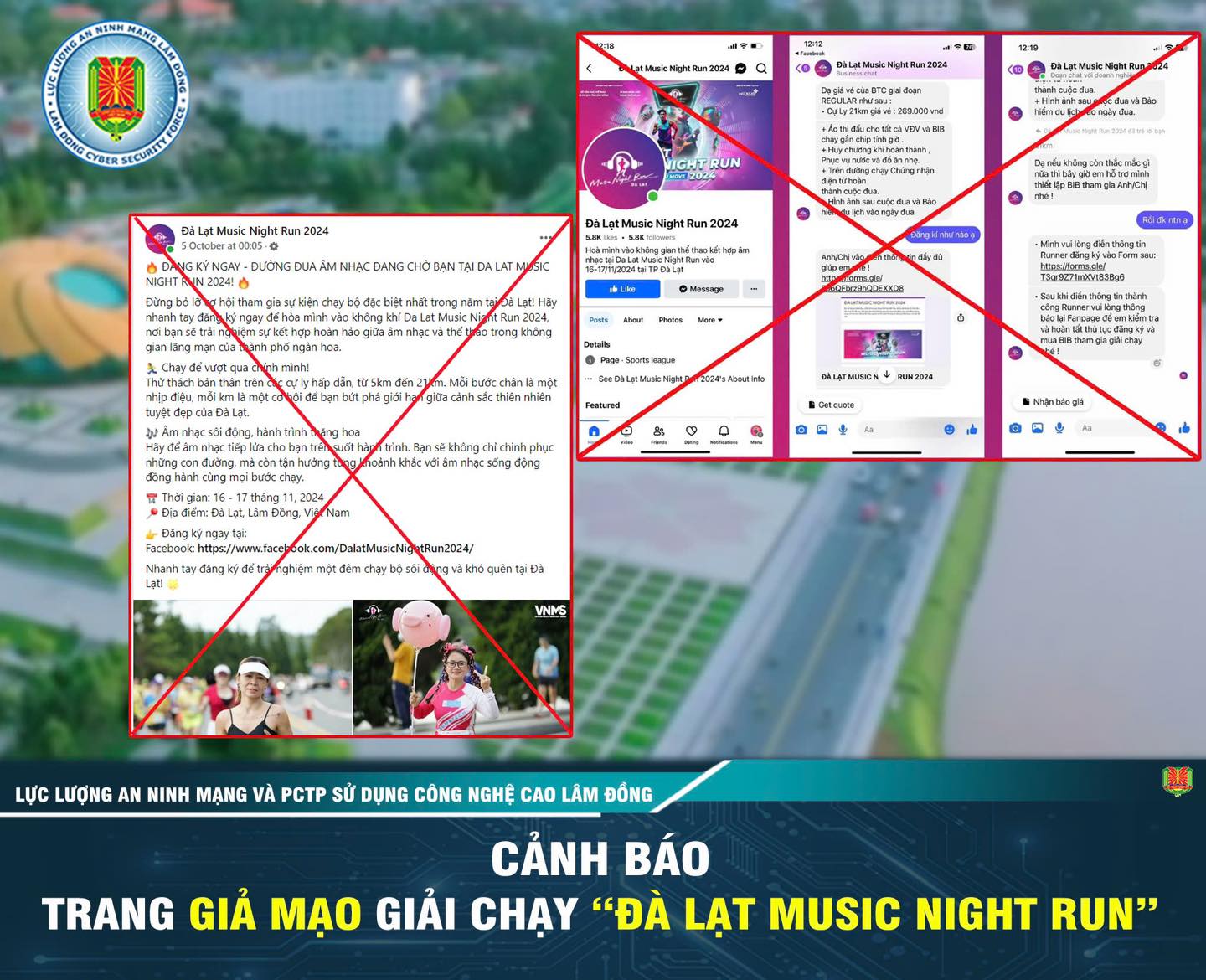 Cảnh báo trang giả mạo Giải chạy bộ âm nhạc Dalat Music Night Run 2024 để lừa đảo