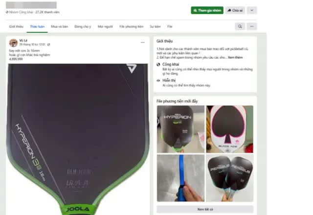 Cảnh giác với chiều trò trao đổi vợt Pickleball trên mạng