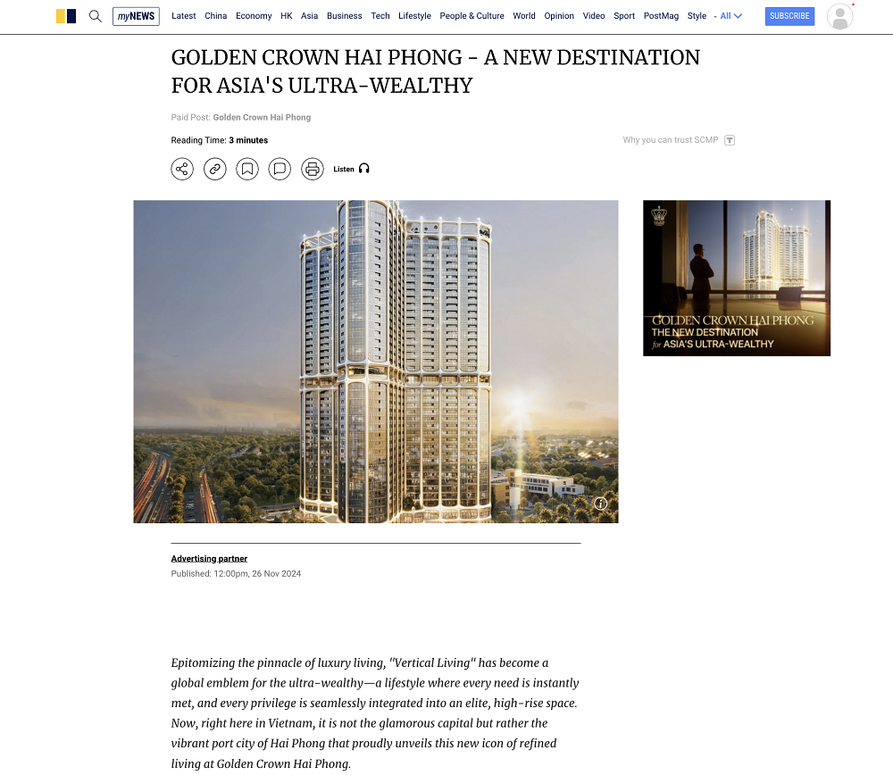 Dự án bất động sản hạng sang tại Hải Phòng được ca ngợi trên truyền thông quốc tế