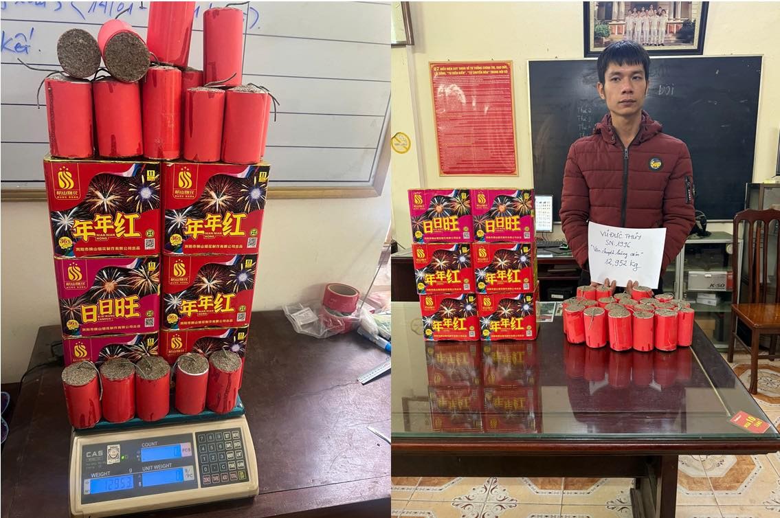 Nam Định Bắt đối tượng vận chuyển 12,952 kg pháo nổ