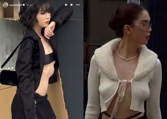 Ngọc Trinh gây sốt khi diện áo 5cm tí hon lộ vòng 1 phẳng lì
