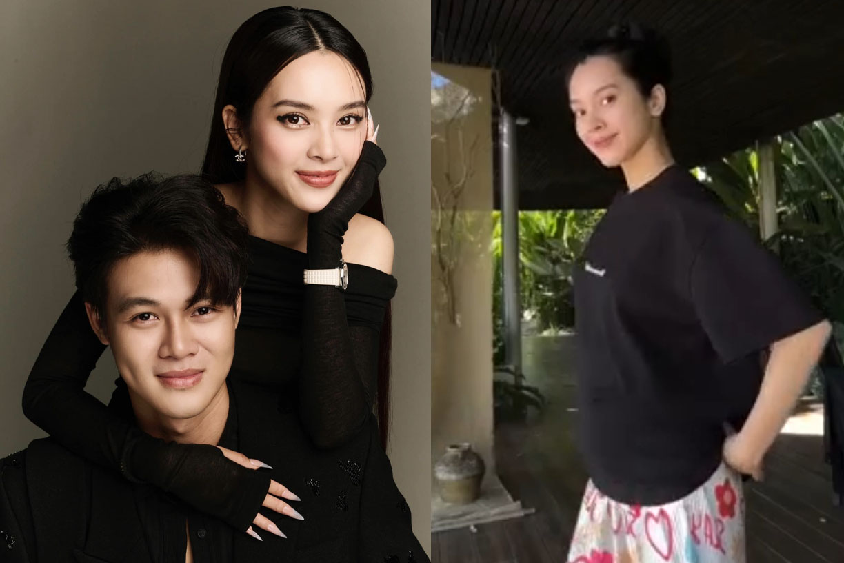 Quỳnh Lương lộ rõ bụng bầu lớn trước ngày theo thiếu gia Tiến Phát về dinh