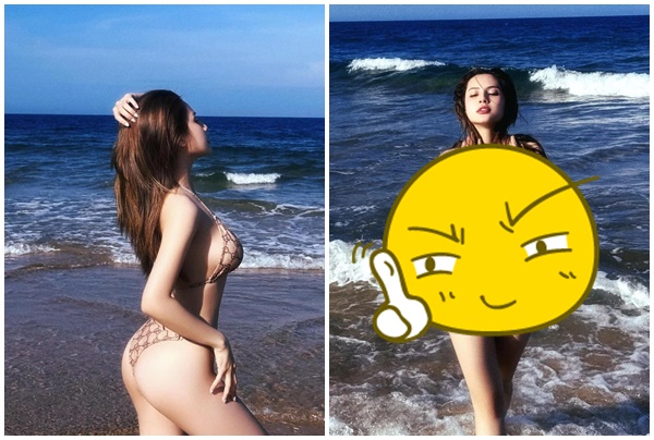 Thiên An diện bikini tí hon khiến người xem dụi mắt liên tục vì mặc như không