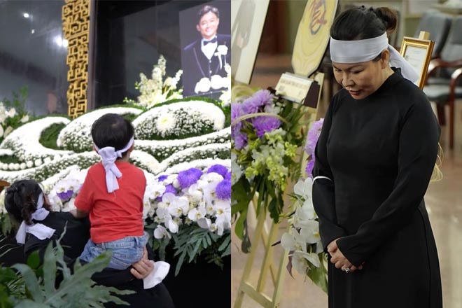 Hình ảnh hiếm giờ mới công bố về vợ và con trai ở tang lễ Quý Bình