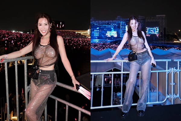 Quế Vân mặc như không lộ hoa hồng ảo thuật đi quẩy concert Chông Gai