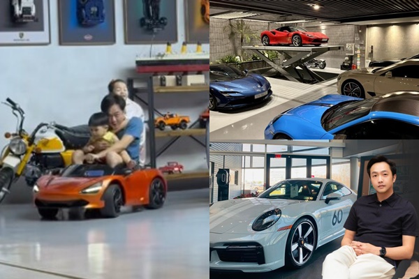 Cường Đô La chơi cùng con ở gara nhưng dàn siêu xe trăm tỷ mới chiếm sóng
