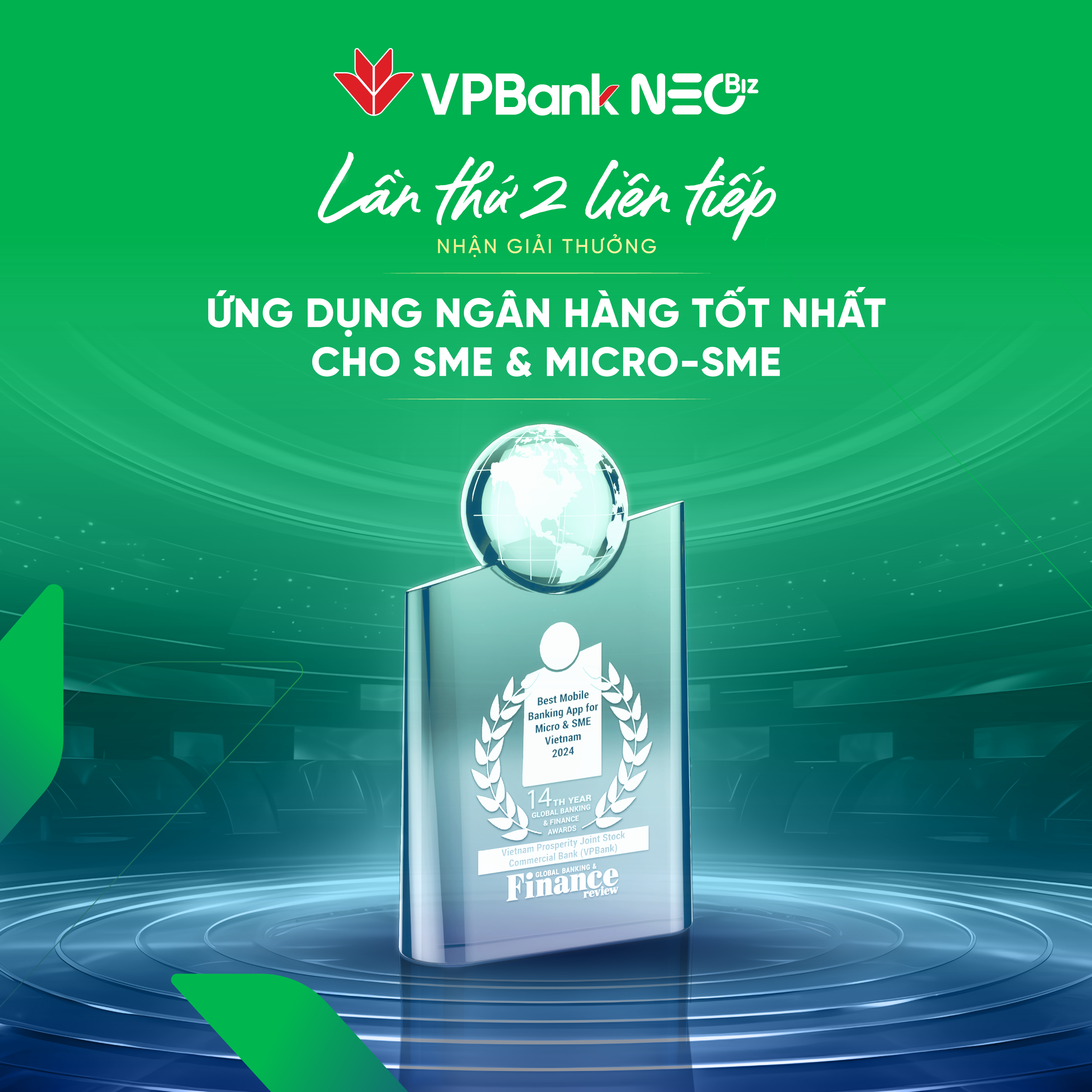 Năm thứ 2 liên tiếp VPBank NEOBiz được vinh danh là Ứng dụng Ngân hàng tốt nhất 