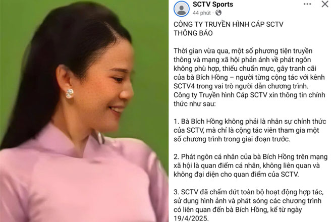 Đài SCTV liên tiếp thông báo từ chối nhận MC Bích Hồng, dân mạng tràn vào thêm gay gắt