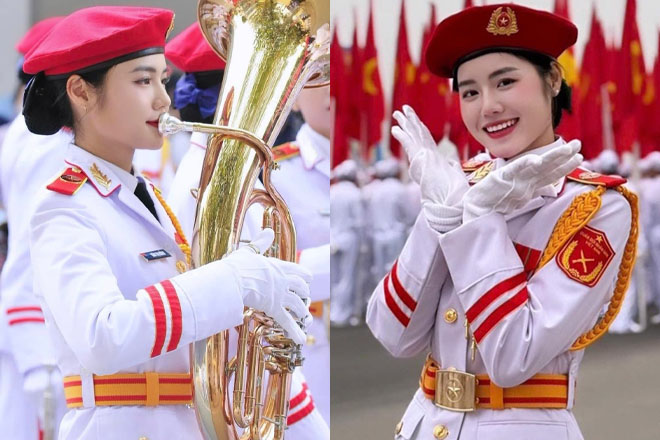 Đã có in4 nữ quân nhân đẹp như hoa hậu trong khối quân nhạc, đang gây sốt tại lễ diễu binh