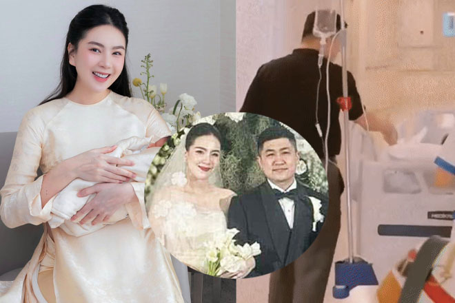 Chồng đại gia của Mai Ngọc hiếm hoi lộ mặt ngày quý tử chào đời, thái độ với vợ bầu gây chú ý