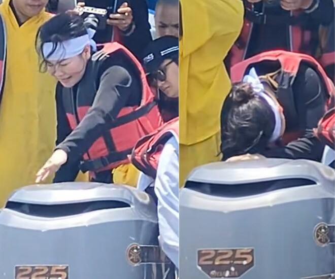 Khoảnh khắc vợ Quý Bình gục ngã khi rải tro cốt chồng xuống biển