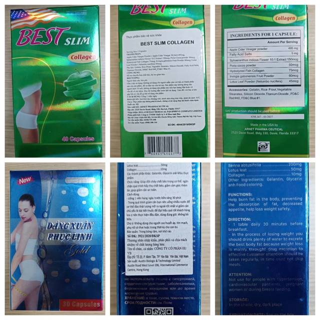 Cảnh báo Phát hiện chất cấm Sibutramine trong hai sản phẩm Dáng xuân Phục linh Gold và Best Slim Collagen