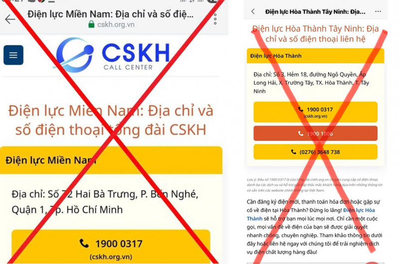 Xuất hiện website giả mạo ngành điện để lừa đảo khách hàng