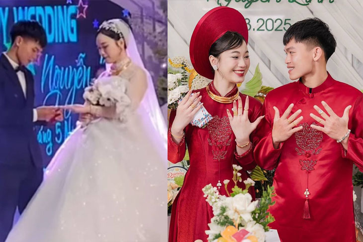 Lộ ảnh hiếm trong đám cưới của Hồ Văn Cường và vợ hot girl, cô dâu vàng đeo trĩu cổ