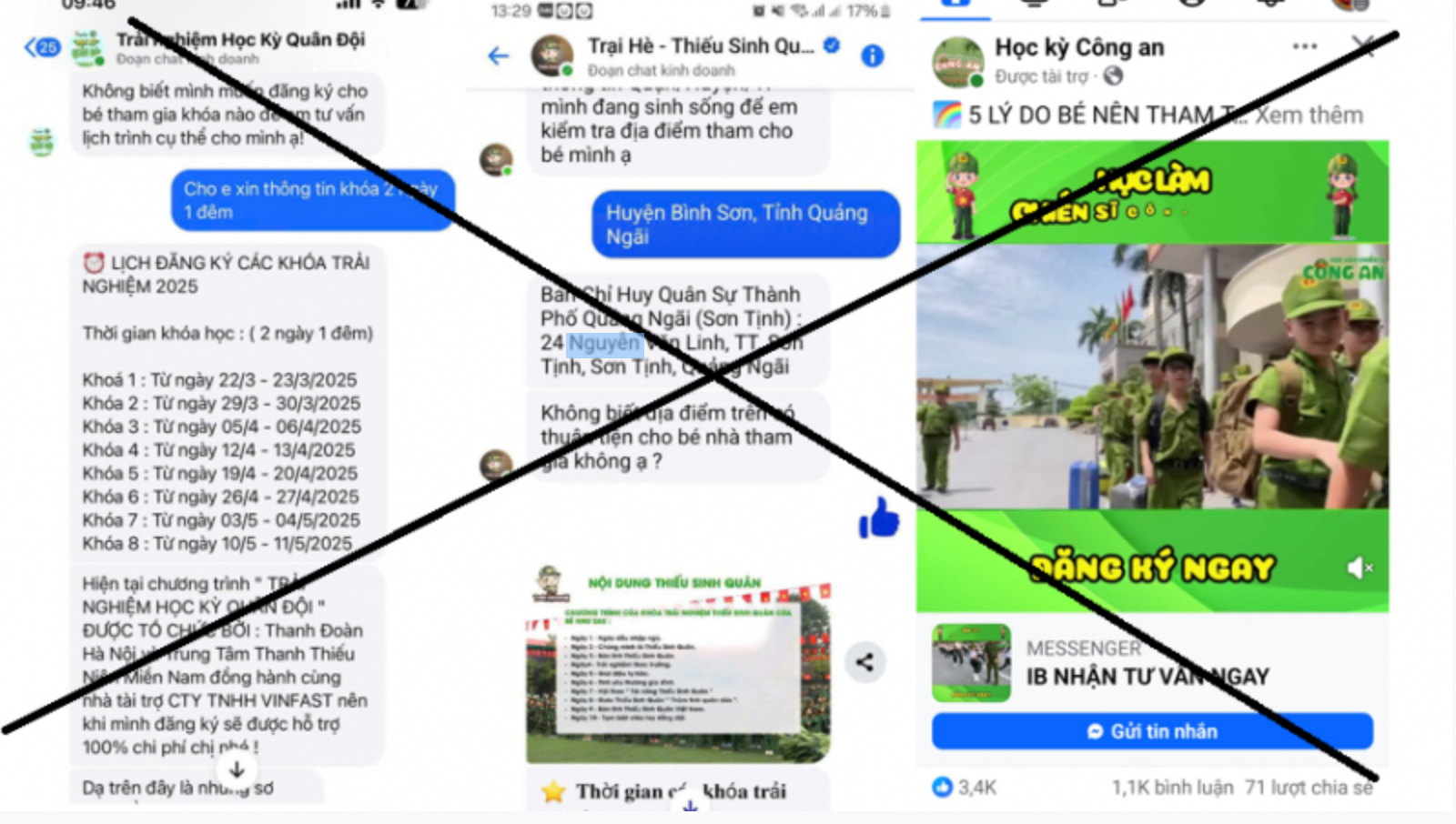 Cảnh báo Lừa đảo mạo danh “Học kỳ Quân đội” và “Trại hè Công an” trên mạng xã hội