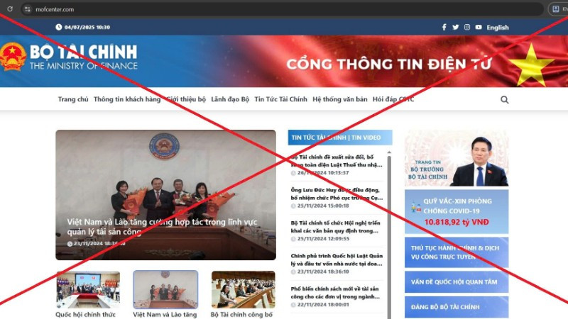 Cảnh báo giả mạo Cổng thông tin điện tử Bộ Tài chính để lừa đảo người dân, doanh nghiệp