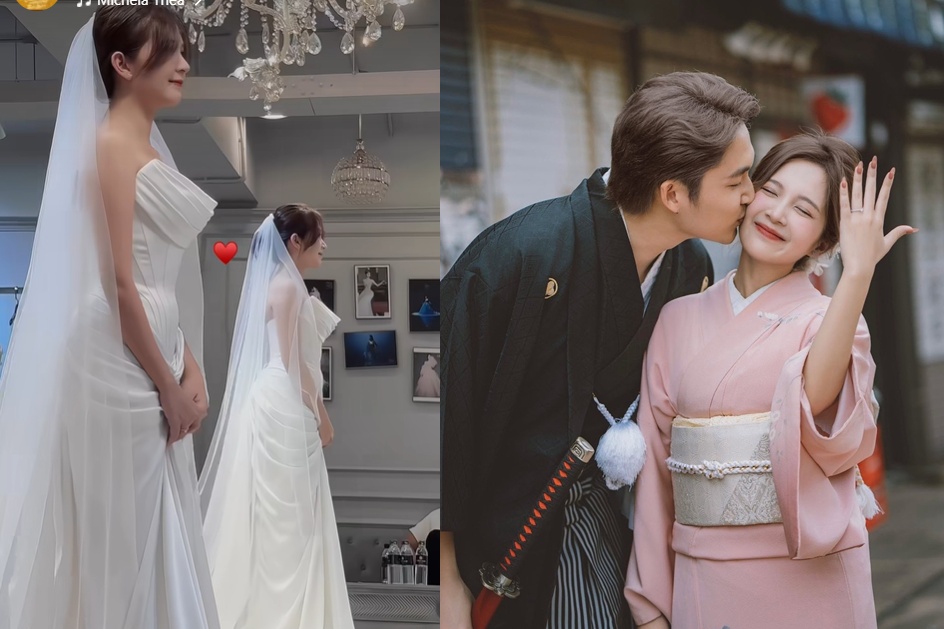 Đình Tú đưa vợ đi thử váy cưới, nhan sắc cô dâu khiến ai cũng trầm trồ