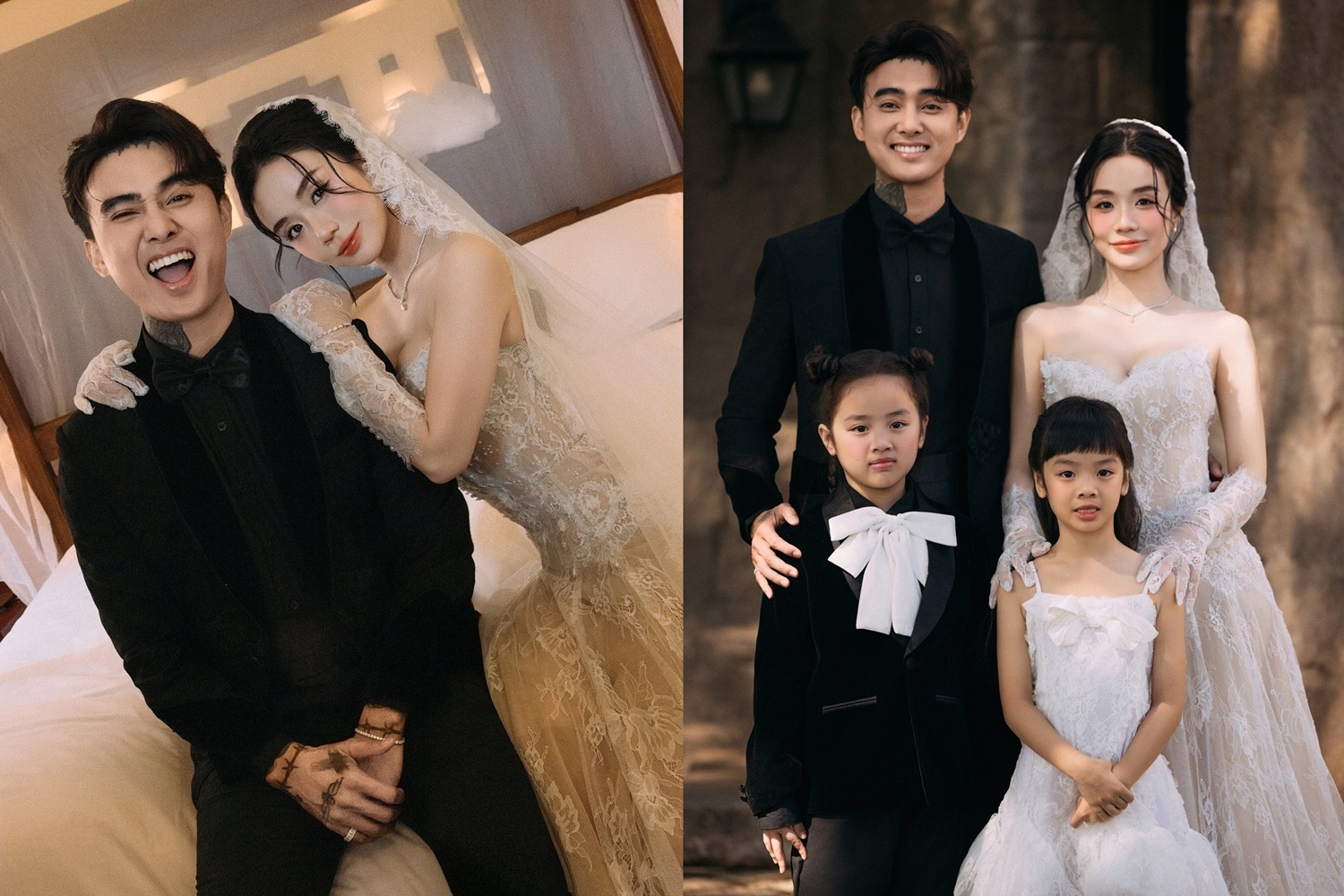 Đạt G hé lộ bộ ảnh cưới lung linh, 2 con riêng của Cindy Lư cũng góp mặt