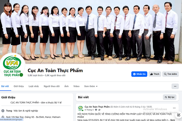 Phát hiện trang mạo danh Cục An toàn thực phẩm trên mạng xã hội
