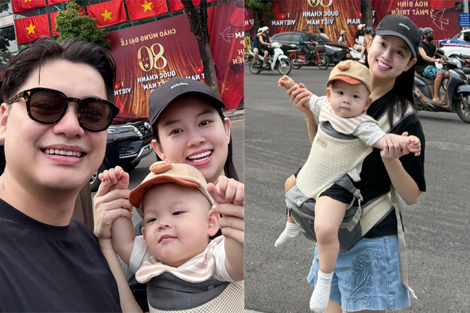 Ngoại hình siêu đáng yêu của con trai út nhà Ly Kute và ông xã làm trong ngành công an