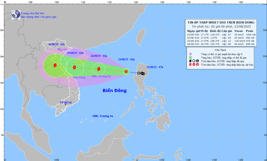 Dự báo thời tiết hôm nay 238 Áp thấp nhiệt đới đi vào Biển Đông
