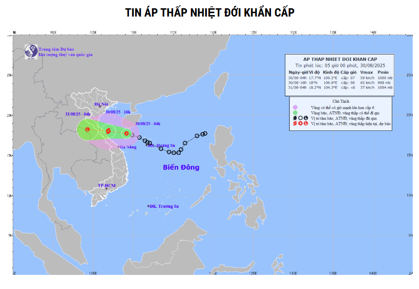 Thời tiết hôm nay 308 Áp thấp nhiệt đới có khả năng mạnh lên thành bão