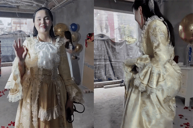 Vợ Đỗ Duy Mạnh lại bị soi ăn mặc lạc quẻ khi hóa quý tộc trong sinh nhật chồng