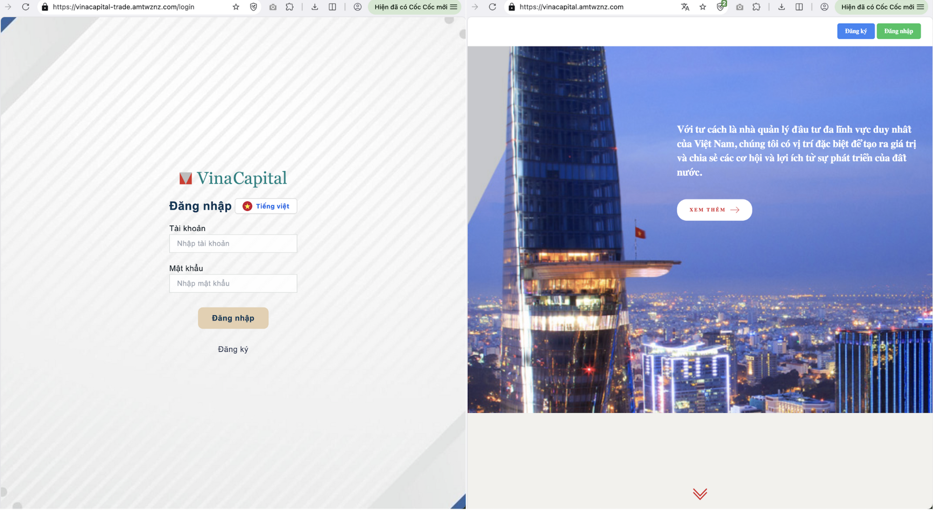 Cảnh báo website giả mạo VinaCapital lừa đảo nhà đầu tư