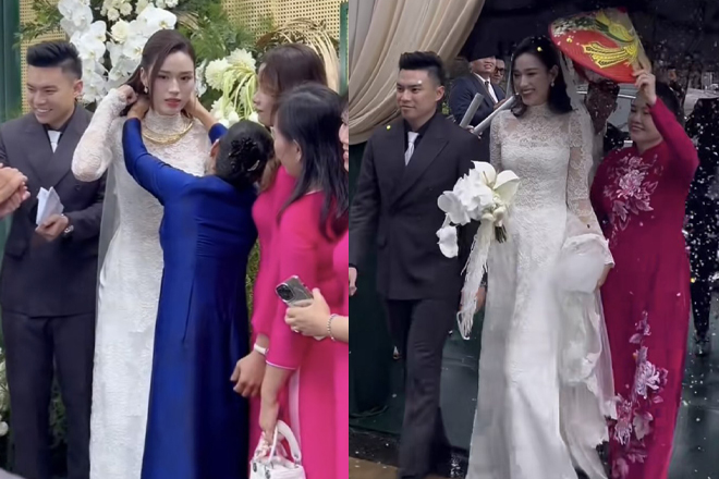 Mẹ chồng ra tận cổng đón nàng dâu Đỗ Hà, cô dâu - chú rể được tặng nhiều vàng cưới